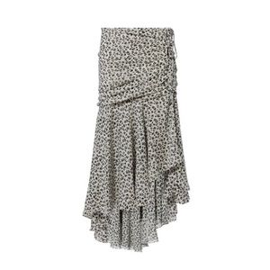 ▪️veronica beard midi skirt▪️sevilla black white silk ruched skirt asymmetrical